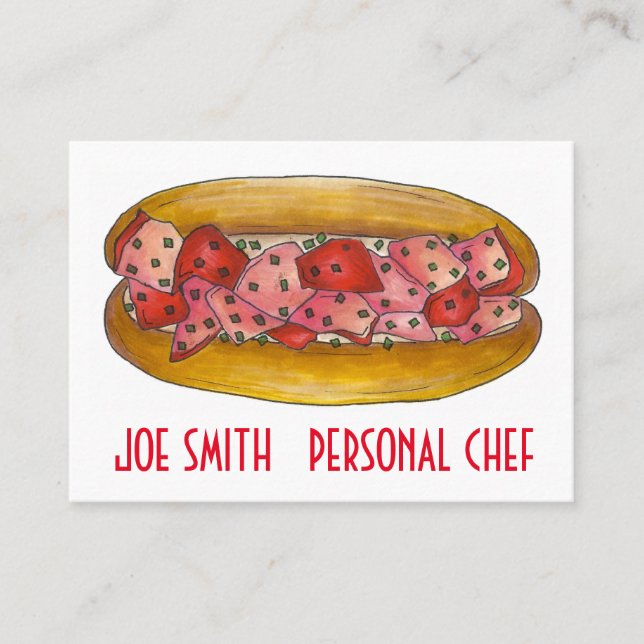 Cartão De Visita Maine Lobster Roll Seafood Sanduíche Chef Comida C (Frente)