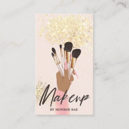 Cartão De Visita Makeup Artist Beaust Salon Glam Dourado Creme Rosa