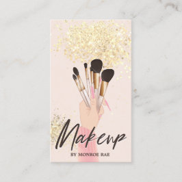 Cartão De Visita Makeup Artist Beaust Salon Glam Dourado Creme Rosa