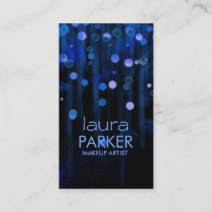 Cartão De Visita Makeup Artist Beauty Glitter Blue
