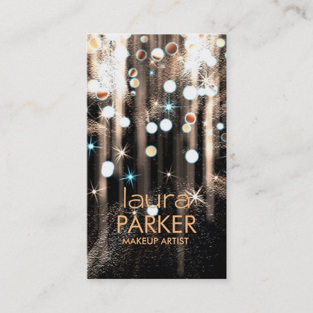 Cartão De Visita Makeup Artist Beauty Glitter Brown (Frente)