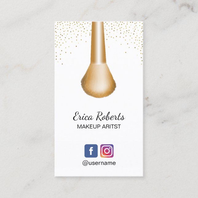 Cartão De Visita Makeup Artist Beauty Salon Dourado Makeup Brussel (Frente)
