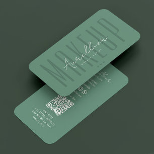 Cartão De Visita Makeup Artist Beauty Salon Dusty Teal Modern