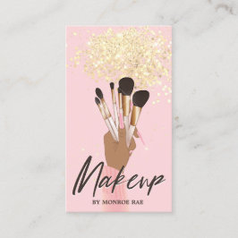 Cartão De Visita Makeup Artist Beauty Salon Glam Dourado brilho ros
