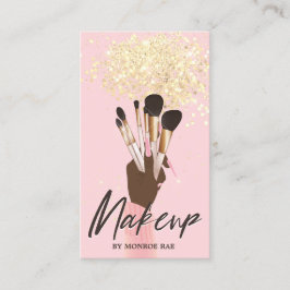 Cartão De Visita Makeup Artist Beauty Salon Glam Dourado brilho ros