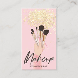 Cartão De Visita Makeup Artist Beauty Salon Glam Dourado brilho ros