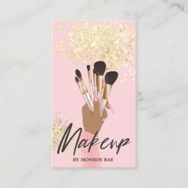 Cartão De Visita Makeup Artist Beauty Salon Glam Pink e Dourado Bus