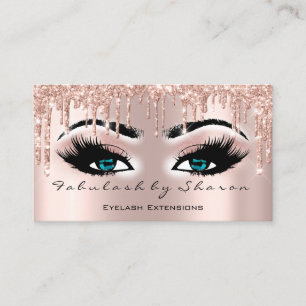 Cartão De Visita Makeup Artist Blue Eyes Lashes Glitter Drives Rosa
