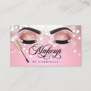 Cartão De Visita Makeup Artist Brow Eyelash Rosa Glitter