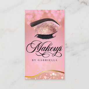Cartão De Visita Makeup Artist Brow Eyelash Rosa Glitter