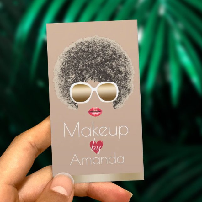 Cartão De Visita Makeup Artist Chic Beauty in Sunglass Modern (Criador carregado)