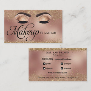 Cartão De Visita Makeup Artist Copper Dourado Glam Beauty Salon