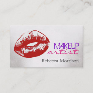 Cartão De Visita Makeup Artist Cosmetologista Red Lábios