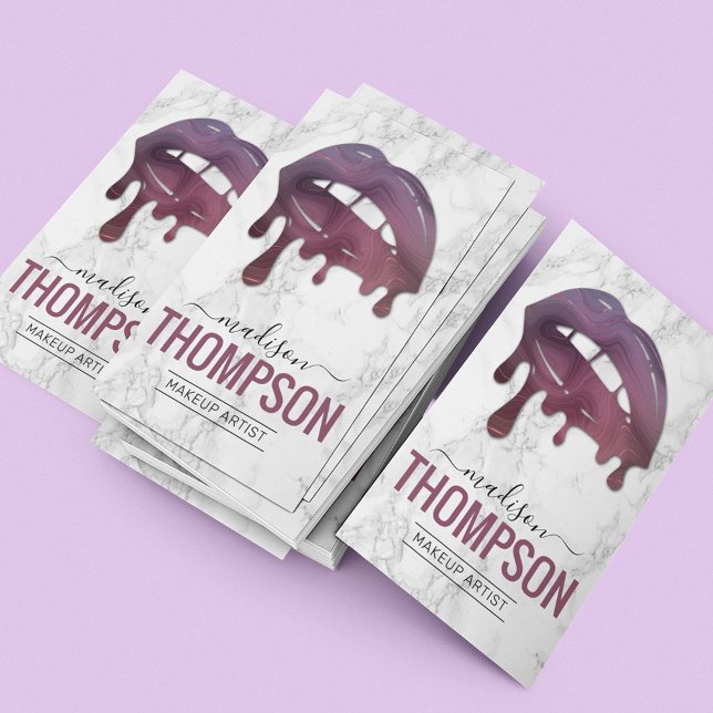 Cartão De Visita Makeup Artist Derrubando Lip Gloss (Criador carregado)