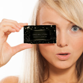 Cartão De Visita Makeup Artist Event Black Frame Dourado Spark Sepi