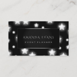Cartão De Visita Makeup Artist Event Planner Black Silver Stars