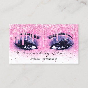 Cartão De Visita Makeup Artist Eyebrow Lash Glitter Marinho Rosa