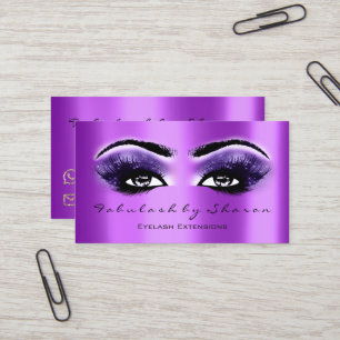 Cartão De Visita Makeup Artist Eyebrow Lashes Extension Purple