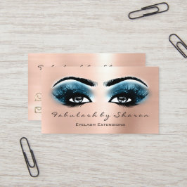 Cartão De Visita Makeup Artist Eyebrow Lashes Extension Rosa Blue