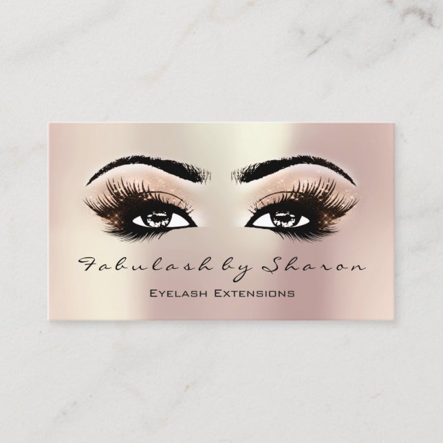 Cartão De Visita Makeup Artist Eyebrow Lashes Ramal Rosa (Frente)