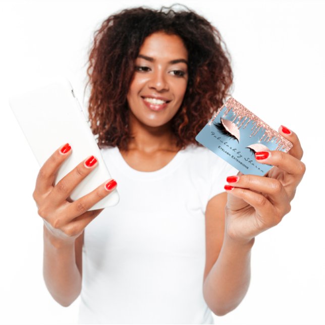 Cartão De Visita Makeup Artist Eyelash Coloca Rosa Azul Real (#MakeupMastery #EyelashElegance #RoseRadiance #DripDrama #BlueBoldness #RoyalRefinement #BusinessBlo)