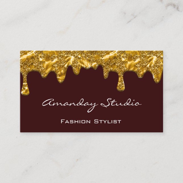 Cartão De Visita Makeup Artist Eyelash Drives Burgundy Único Dourad (Frente)