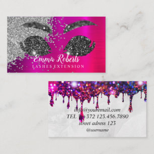 Cartão De Visita Makeup Artist Eyelash Lashes Glitter Drives Marble