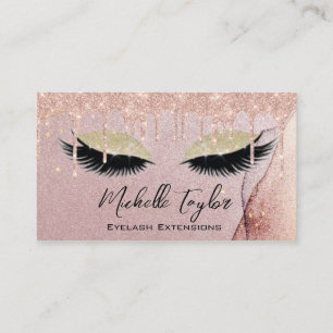 Cartão De Visita Makeup Artist Eyelash Lashes Glitter Drives Rosa