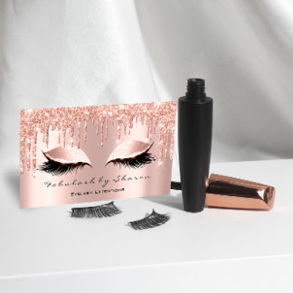 Cartão De Visita Makeup Artist Eyelash Lashes Glitter Drives Rosa