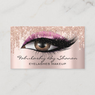 Cartão De Visita Makeup Artist Eyelashes Glitter Drives Rosa cor-de
