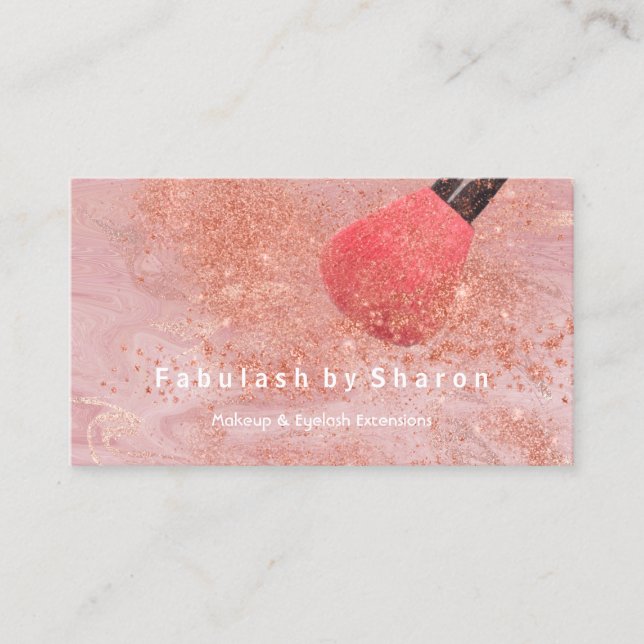 Cartão De Visita Makeup Artist Eyes Lash Glitter Rosa Pó Cobre (Frente)