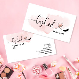 Cartão De Visita Makeup Artist Eyes Lashes Blush Pink Watercolor