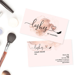Cartão De Visita Makeup Artist Eyes Lashes Blush Pink Watercolor B