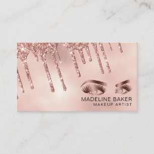 Cartão De Visita Makeup Artist Eyes Lashes Drivendo Rosa Dourado