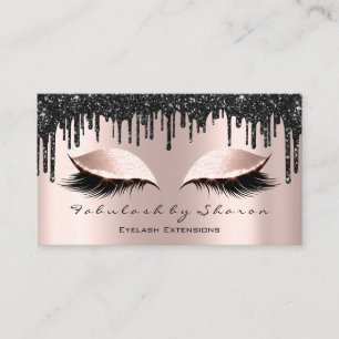 Cartão De Visita Makeup Artist Eyes Lashes Glitter Drives Rosa Blac
