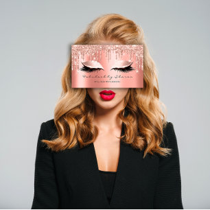 Cartão De Visita Makeup Artist Eyes Lashes Glitter Drives Rosa Cora