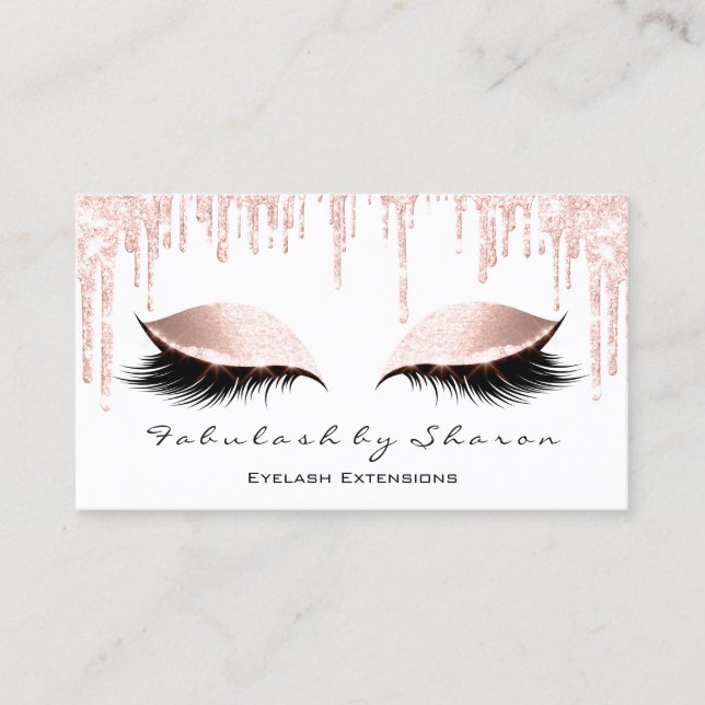 Cartão De Visita Makeup Artist Eyes Lashes Glitter Drives Rosa Whit (Frente)