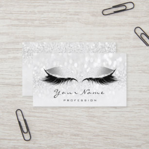 Cartão De Visita Makeup Artist Eyes Lashes Glitter Silver Cinza