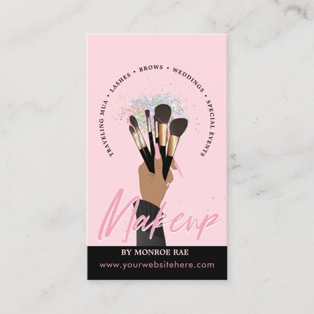 Cartão De Visita Makeup Artist Glam MUA Beauty Salon Beautician (Frente)