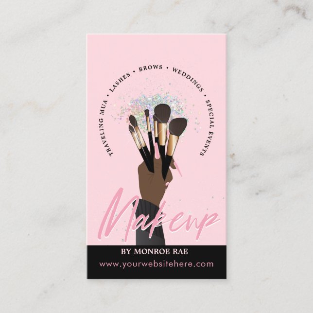 Cartão De Visita Makeup Artist Glam MUA Beauty Salon Beautician Bus (Frente)