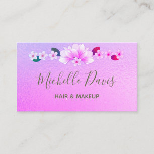 Cartão De Visita Makeup Artist Hair Salon Floral Rosa