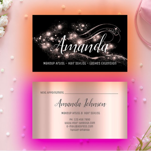 Cartão De Visita Makeup Artist Hair Salon Lash Event Blogger Rosa (Makeup Artist Hair Salon Lash Event Blogger Rose Business Card)