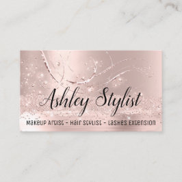 Cartão De Visita Makeup Artist Hair Salon Lash Extensions Rosa