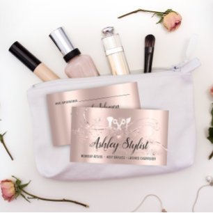 Cartão De Visita Makeup Artist Hair Salon Lash Logotipo Blogger Ros