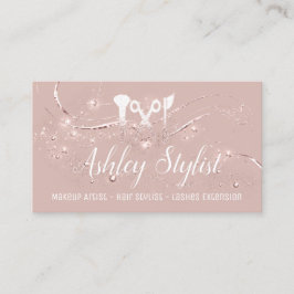 Cartão De Visita Makeup Artist Hair Salon Lash Scissors Blush