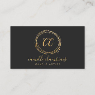 Cartão De Visita Makeup Artist Hair Stylist Dourado Minimalista Pre