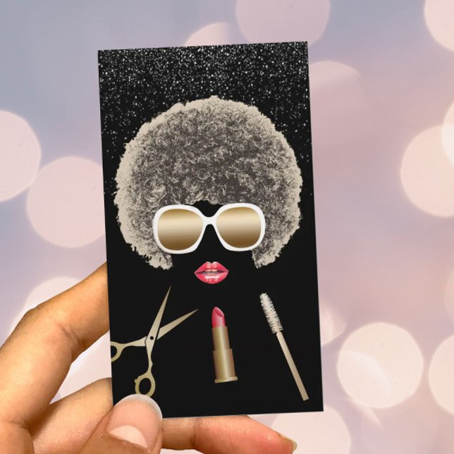Cartão De Visita Makeup Artist Hair Stylist Modern Beauty Salon (Criador carregado)