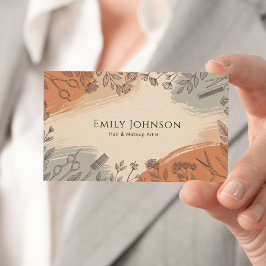 Cartão De Visita Makeup Artist Hair Stylist Salon Modern 