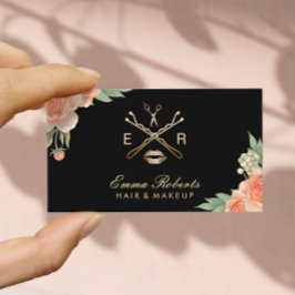 Cartão De Visita Makeup Artist Hair Stylist Vintage Floral Elegante