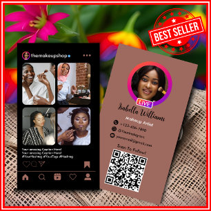 Cartão De Visita Makeup Artist Instagram POSTO Terracotta QR Code